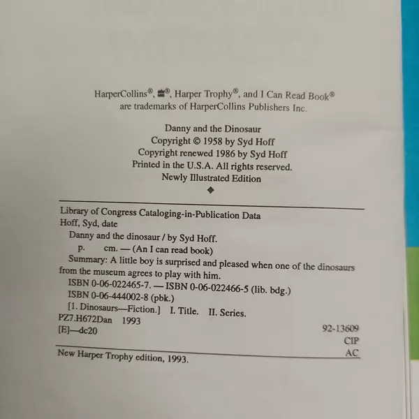 The Danny and the Dinosaur Treasury by Syd Hoff I Can Read Book 1993 Hardcover