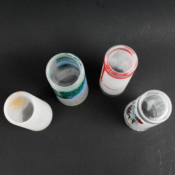 Lot of 4 Travel Souvenir and Commemorative Frosted Glass Tumblers