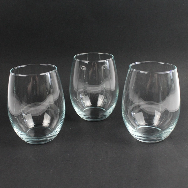 Set of 3 Clear Stemless Wine Glasses Drinkware Barware