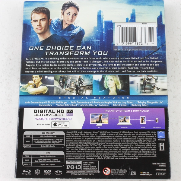 Divergent Blu-ray 2014 Kate Winslet Theo James Shailene Woodley - Pre-owned