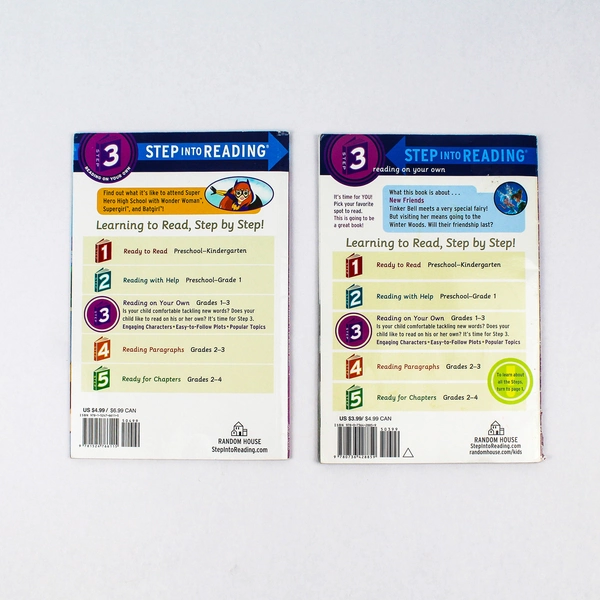 Lot of 2 Step Into Reading Step 3 Books Disney Fairies DC Super Hero Girls