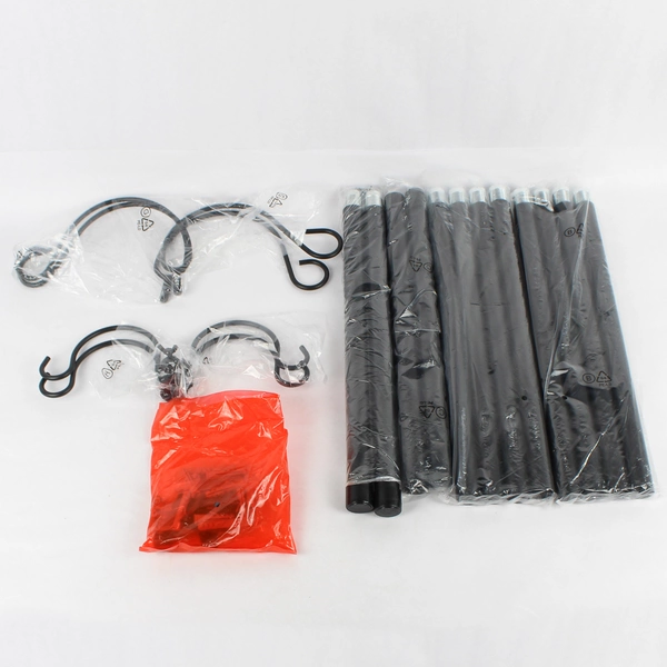 2 Outdoor String Light Poles 8ft. Wall Fixed Black Iron NEW IN BOX