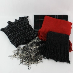Lot of 5 Women's Infinity & Regular Scarves - Black, Red, Gray Styles