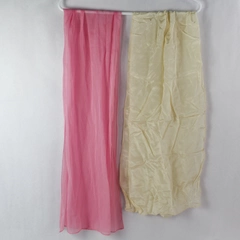 Lot of 2 Women's Scarves Beige Pink Lightweight Fabric for Crafting