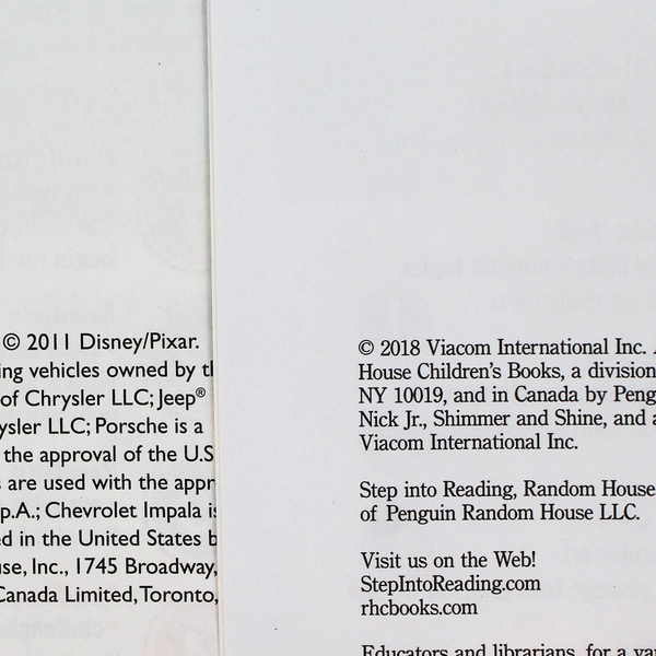 Lot of 2 Step Into Reading Step 2 Pixar Cars 2 and Nickelodeon Shimmer & Shine