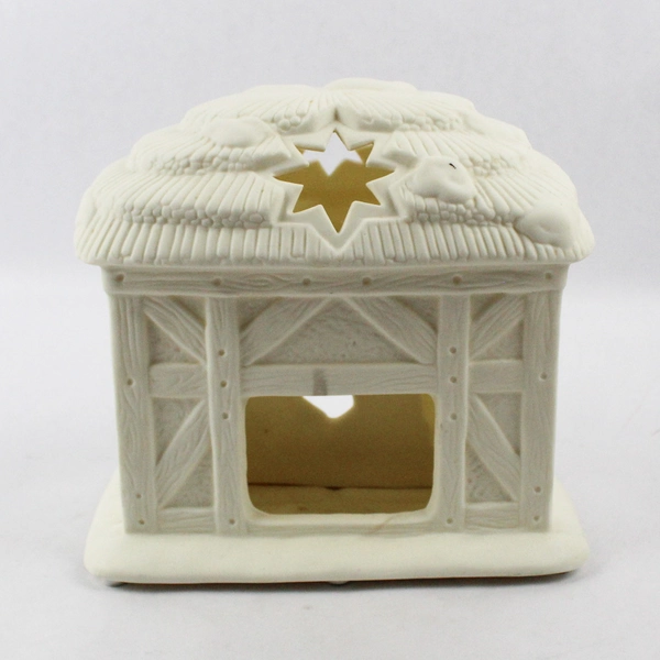 PartyLite O Holy Night Nativity P0108 Candle Holder Ceramic Christmas Cream
