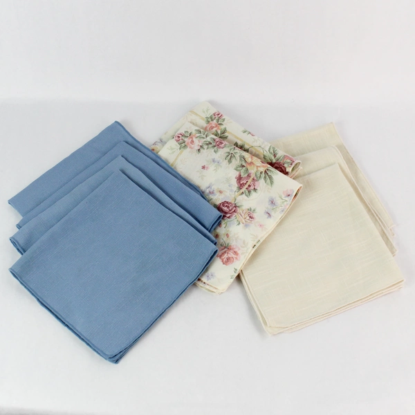 9 Piece Lot of Square Cloth Napkins for DIY Crafting - Pre-Owned, Stains