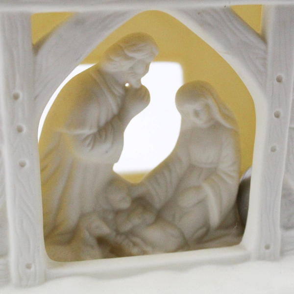 PartyLite O Holy Night Nativity P0108 Candle Holder Ceramic Christmas Cream