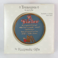 Vintage Keepsake Gifts Teacher Plate in Acrylic with Stand - New Decor