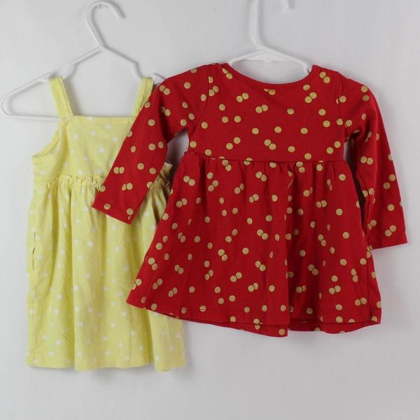 Lot of 2 Baby Girl's Dresses 12M Red & Yellow Polka Dots - Pre-Owned