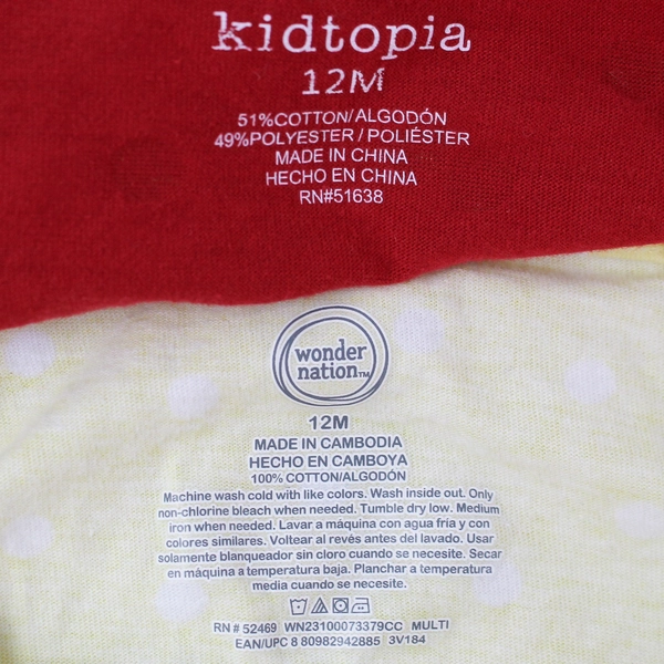 Lot of 2 Baby Girl's Dresses 12M Red & Yellow Polka Dots - Pre-Owned