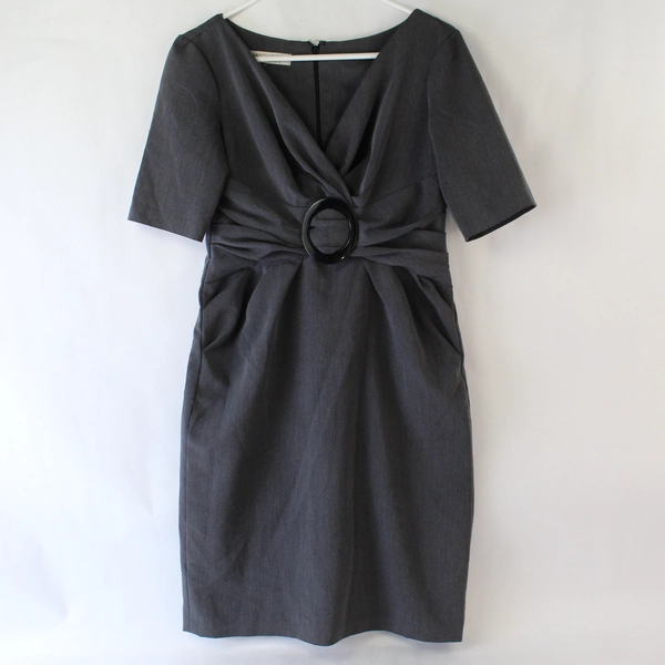 Maggy London Petites Gray Knee-Length Dress Women's Size M Short Sleeve