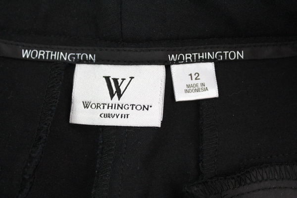 Worthington Women's Black Curvy Fit Dress Pants Size 12, Pre-owned