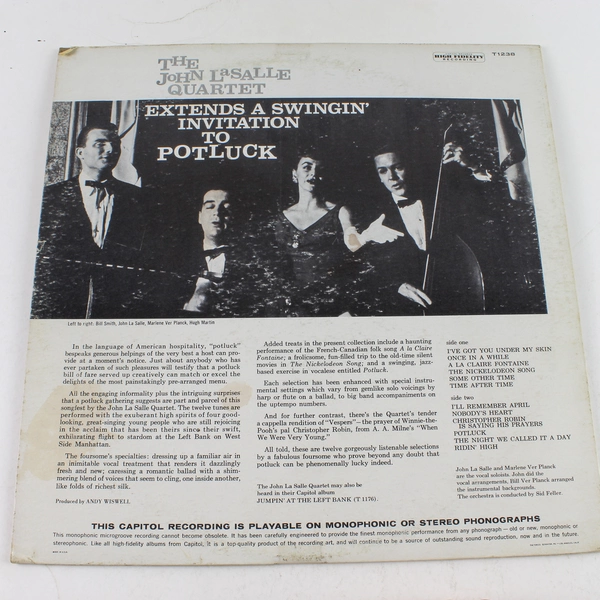 John Lasalle Quartet Potluck LP 1959 UK Import Capitol Records T1238 - Jazz