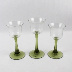 PartyLite Radiant Glow Stemmed Trio P7998 Stem With Box Olive Green