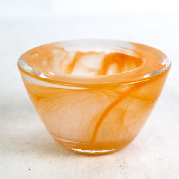 PartyLite Indulgences Exhilaration Orange Swirl Glass Votive Candle Holder P7166
