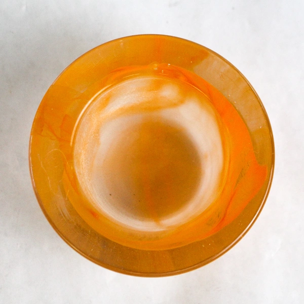 PartyLite Indulgences Exhilaration Orange Swirl Glass Votive Candle Holder P7166