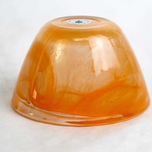 PartyLite Indulgences Exhilaration Orange Swirl Glass Votive Candle Holder P7166