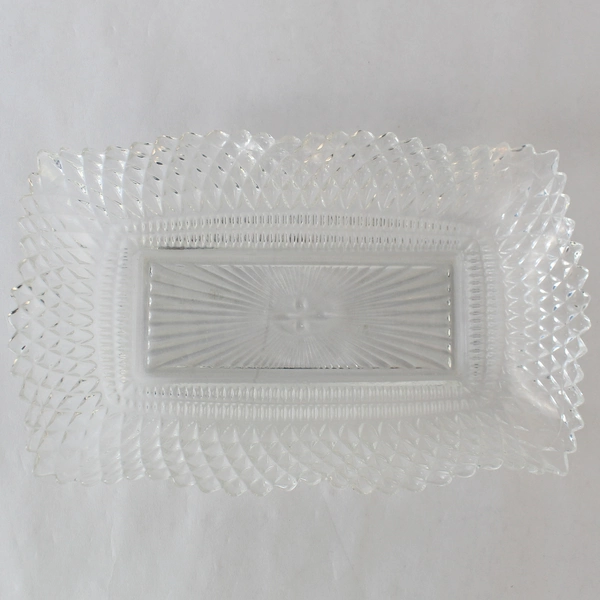 Vintage Federal Glass 9" Diamond Point Wave Rectangle Ash Tray