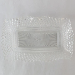 Vintage Federal Glass 9" Diamond Point Wave Rectangle Ash Tray