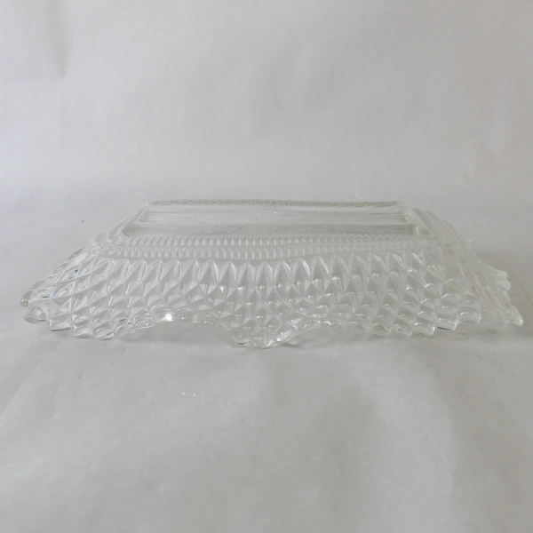 Vintage Federal Glass 9" Diamond Point Wave Rectangle Ash Tray
