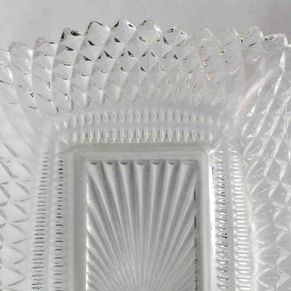 Vintage Federal Glass 9" Diamond Point Wave Rectangle Ash Tray