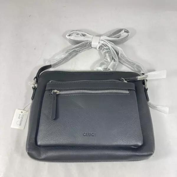 Cluci Black Leather Women's Purse with Shoulder Strap & Multiple Pockets