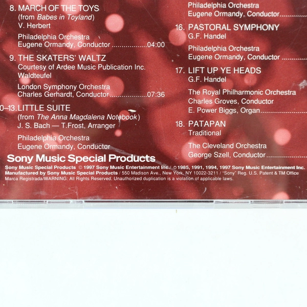 1997 Sony "Music to Your Ears" Holiday Music CD - Festive Christmas Tunes