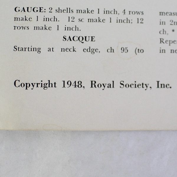 Vintage Hand Crochet For Babies by Royal Society Book No. 2 1943 Pattern Book