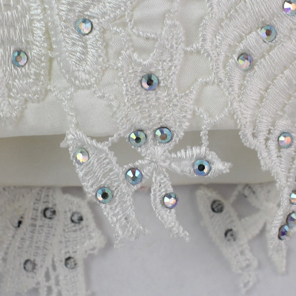 White Bedazzled Cropped Top with Built-In Bra Pads Women's Size 3/4