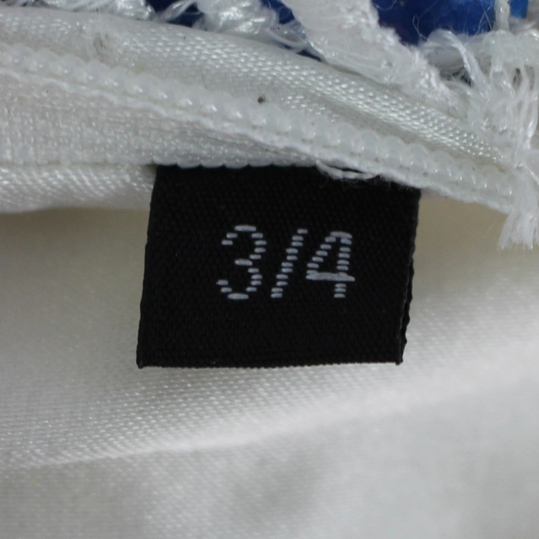 White Bedazzled Cropped Top with Built-In Bra Pads Women's Size 3/4