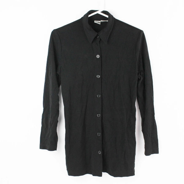 Duo Maternity Black Button-Front Long-Sleeved Shirt Size Small, Adjustable Fit