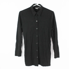 Duo Maternity Black Button-Front Long-Sleeved Shirt Size Small, Adjustable Fit