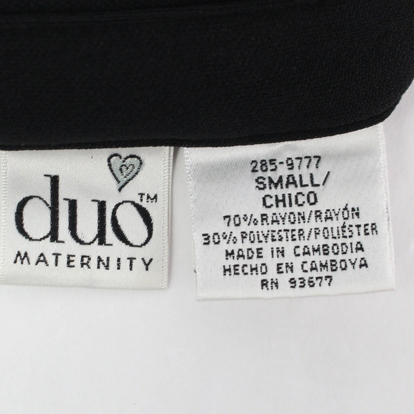 Duo Maternity Black Button-Front Long-Sleeved Shirt Size Small, Adjustable Fit