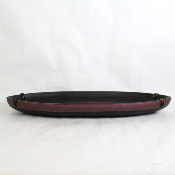 Pier 1 Decorative Black & Red Tray Home Decor 24 inch