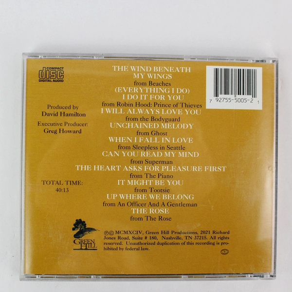 Classic Movie Love Songs CD by David Hamilton | Green Hill Productions 1994