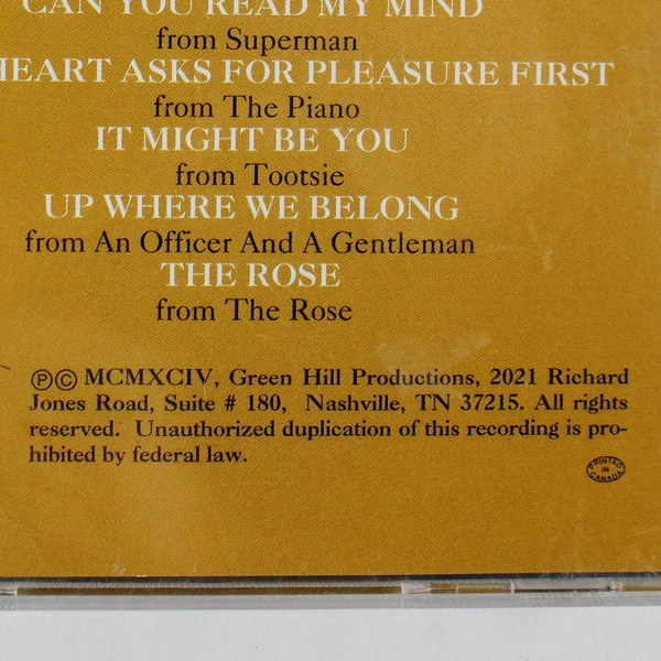 Classic Movie Love Songs CD by David Hamilton | Green Hill Productions 1994