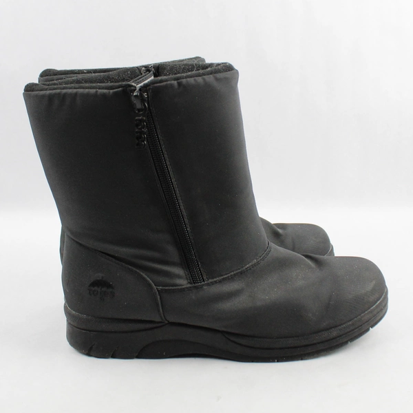 Totes Womens Boots Black Waterproof With Two Side Zip Up Size 10M