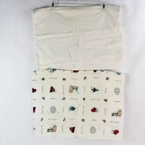 Lot of 3 Craft Pillowcases - 2 Plain White & 1 Holiday Print Fabric