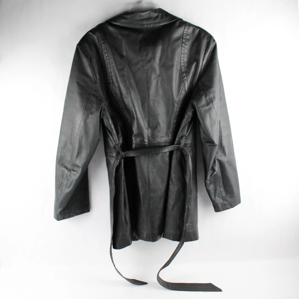 New York by Winlit Black Leather Jacket with Belt Women's Size Medium