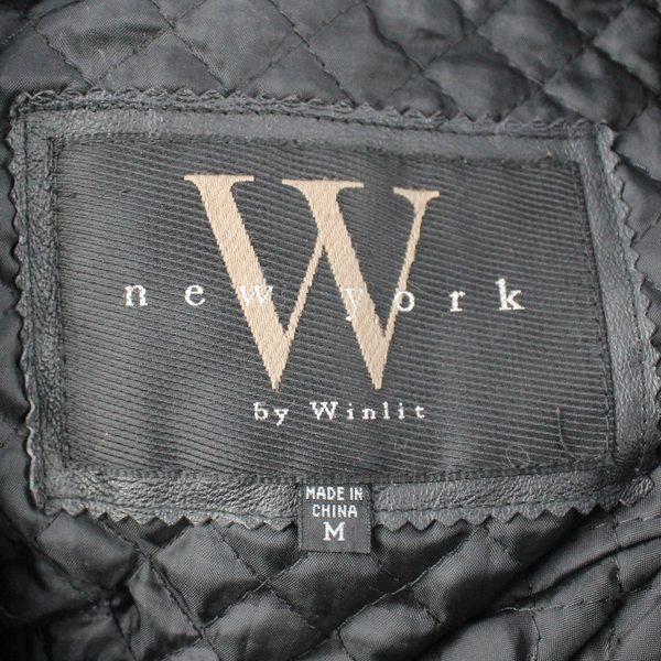 New York by Winlit Black Leather Jacket with Belt Women's Size Medium