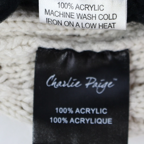 Lot of 2 Women's Knit Acrylic Winter Beanie Hats - Beige & Black - Size S