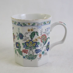 Andrea By Sadek Garden Of India Octagon Coffee Cup with Blue Flowers Gold Rim