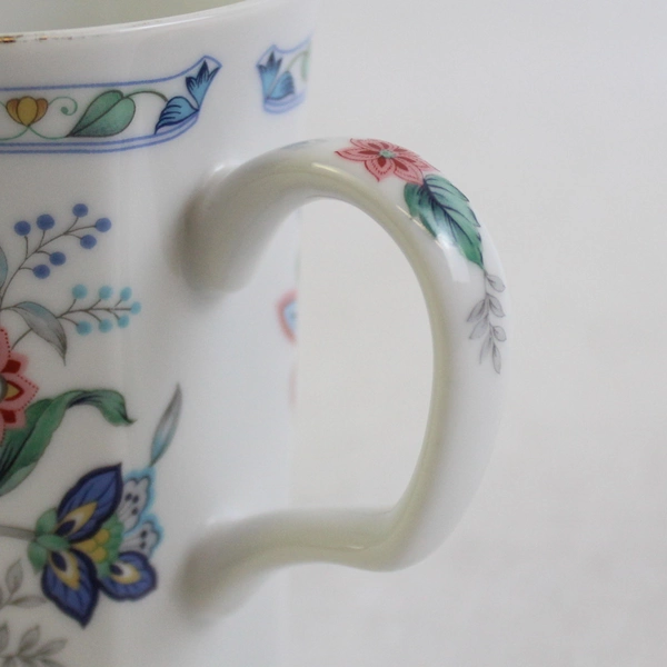 Andrea By Sadek Garden Of India Octagon Coffee Cup with Blue Flowers Gold Rim