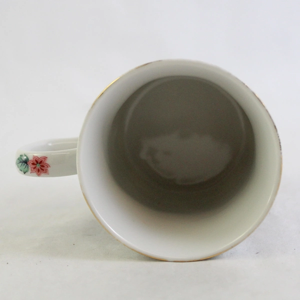 Andrea By Sadek Garden Of India Octagon Coffee Cup with Blue Flowers Gold Rim