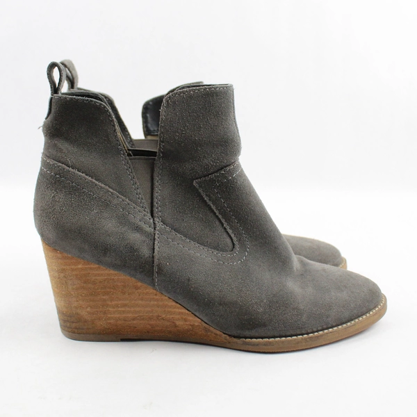 Blondo Irving Women's Waterproof Cut-Out Wedge Bootie Gray Suede Size 8