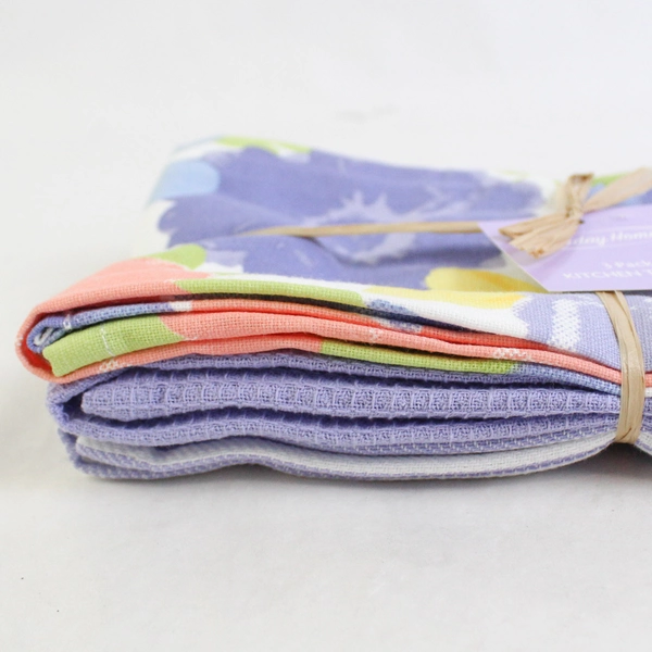 3-Piece Holiday Home Kitchen Towel Set Orange Green Purple White 