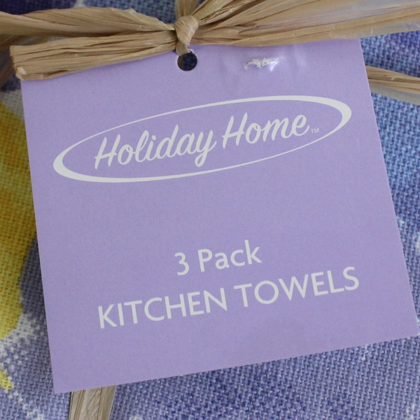 3-Piece Holiday Home Kitchen Towel Set Orange Green Purple White 