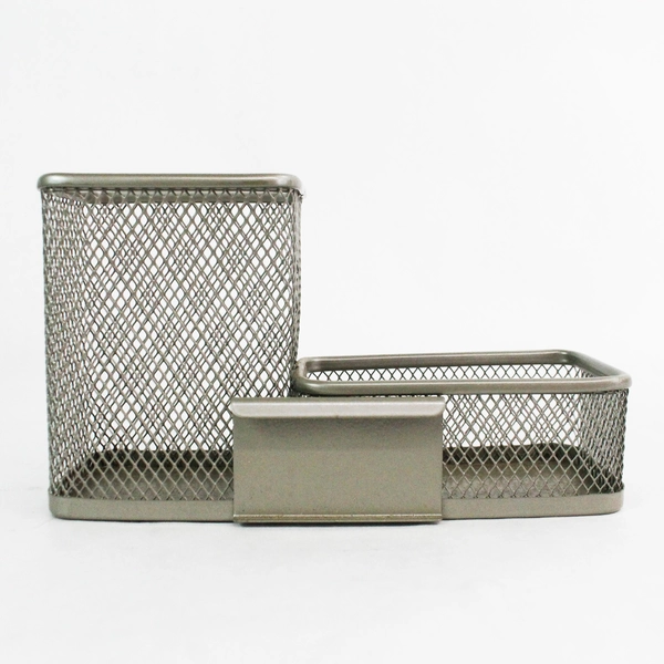 4 Piece Silver-Toned Metal Wire Desk Organizer Set Stylish & Functional
