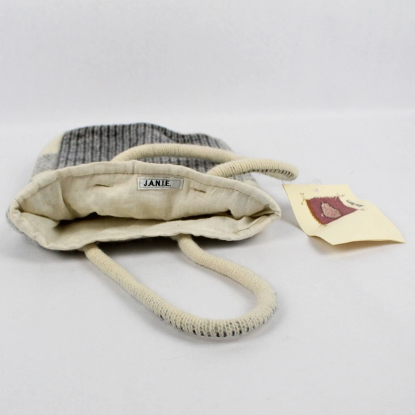 NWT Jane Fearn Artisan Gray and White Knit Handbag